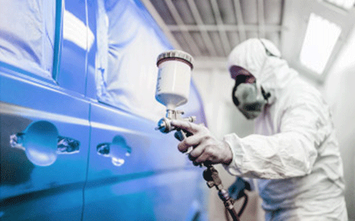 Paint application in paint booth