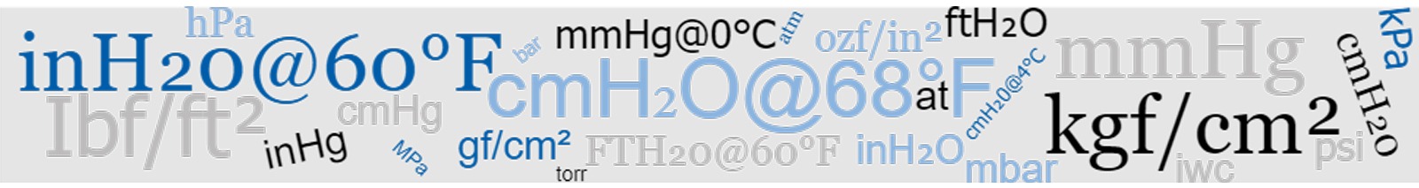 Conversions of pressure units