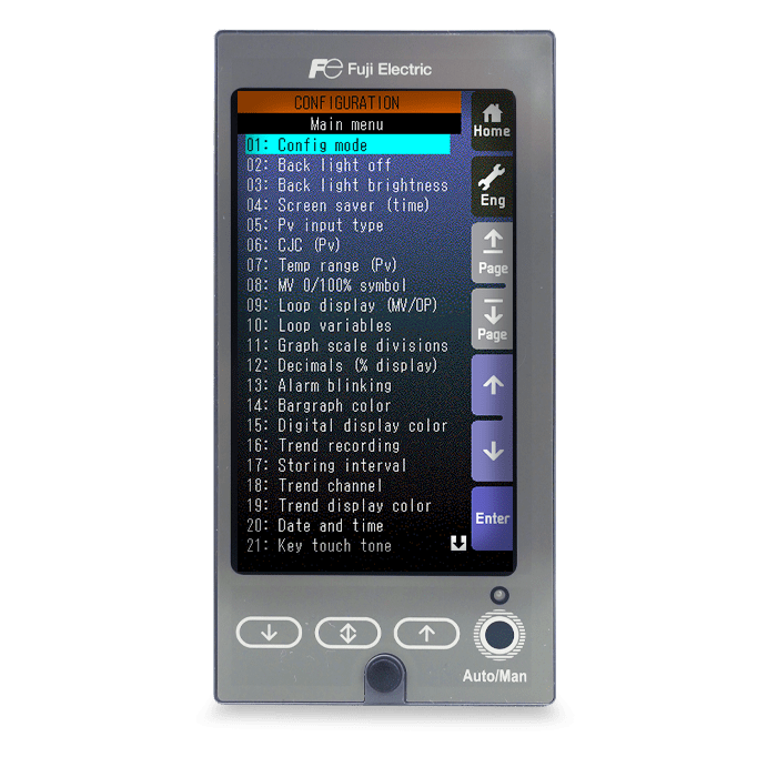 PSC 100 vue face generale ecran configurateur header
