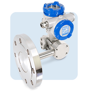 Hydrostatic gauge pressure level sensor gauge pressure process flange and electronic housing mounted on an industrial line