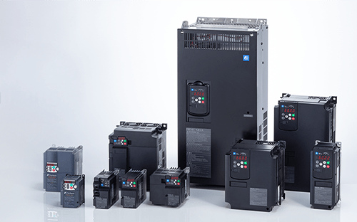 Complete range of Fuji Electric variable speed and frequency drives in various sizes for controlling industrial motors