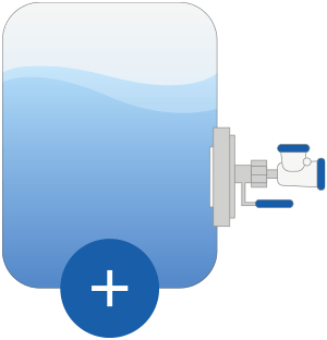 Diagram illustrating hydrostatic level measurement in a tank using submerged lateral pressure measurement
