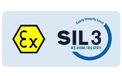 Ex and SIL3 logos indicating safety integrity level for pressure transmitter