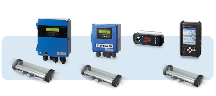 Ultrasonic flow meters with displays and flanged sensors for industrial flow measurement