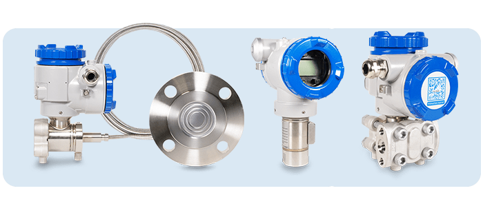 Verschiedene Modelle von Absolutdrucksensoren mit Prozessanschlüssen und integriertem Display