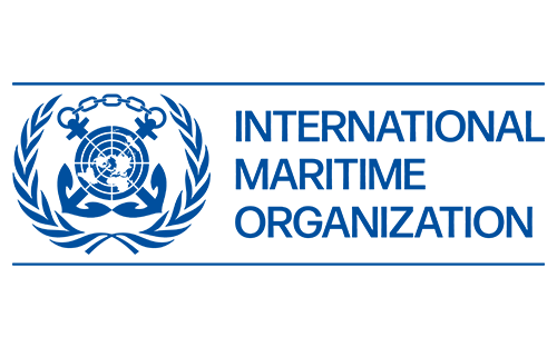 Birleşmiş Milletler amblemi ve büyük harflerle yazılmış adı bulunan Uluslararası Denizcilik Örgütü'nün resmi logosu