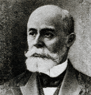 Schwarz-Weiß-Porträt von Henri Becquerel, französischer Physiker, der die Radioaktivität entdeckt hat.