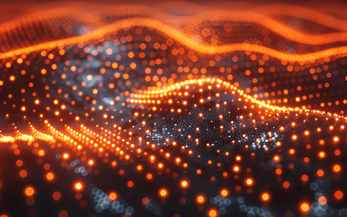 Visualisation abstraite de variations de temperature en ondes lumineuses orange