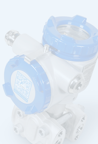 Transmisor de presión industrial con carcasa azul y doble conexión de proceso para la medición de la presión del hidrógeno H2.