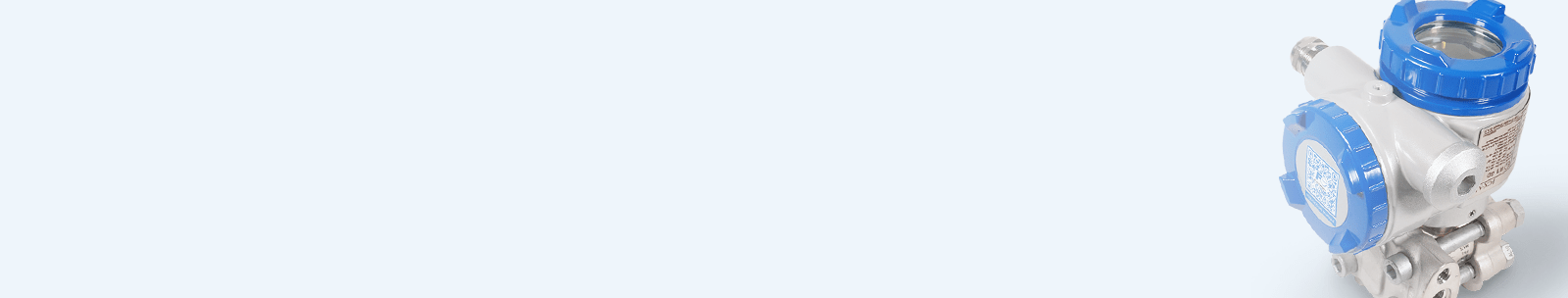 Industrieller Relativdrucktransmitter mit blauem Gehäuse, installiert auf einem Metallsensor zur Druckmessung in Prozessen