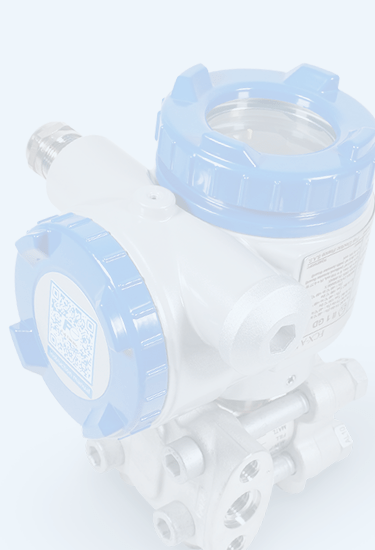 Industrieller Relativdrucktransmitter mit blauem Gehäuse und Metallsensorblock zur Druckmessung in Prozessen