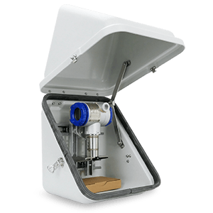 Offener Schutzkasten mit eingebautem Drucksensor zum Schutz vor industriellen Umgebungsbedingungen und Witterungseinflüssen