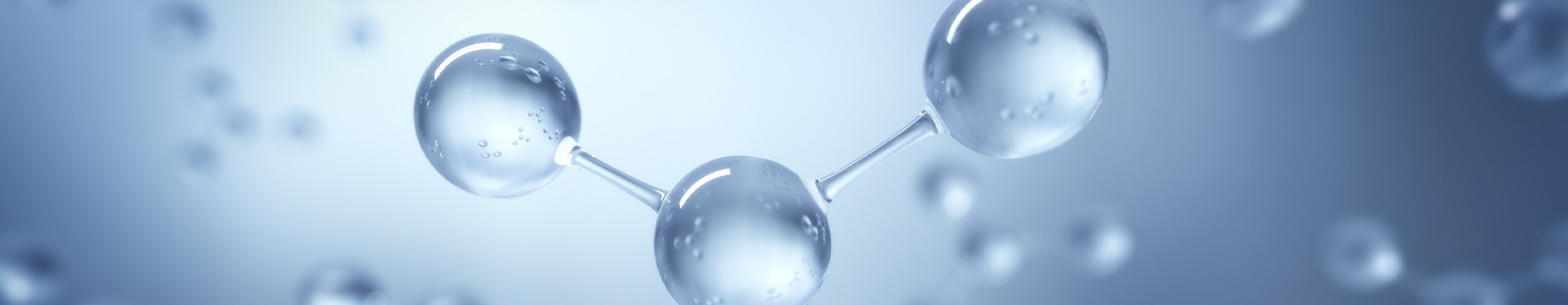 Ilustración de moléculas de hidrógeno H2 unidas por enlaces atómicos sobre fondo azul científico.