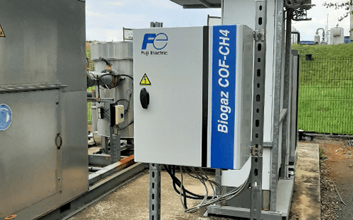 Coffret Fuji Electric Biogaz COF-CH4 installé sur site industriel pour la mesure fiable du débit de biogaz