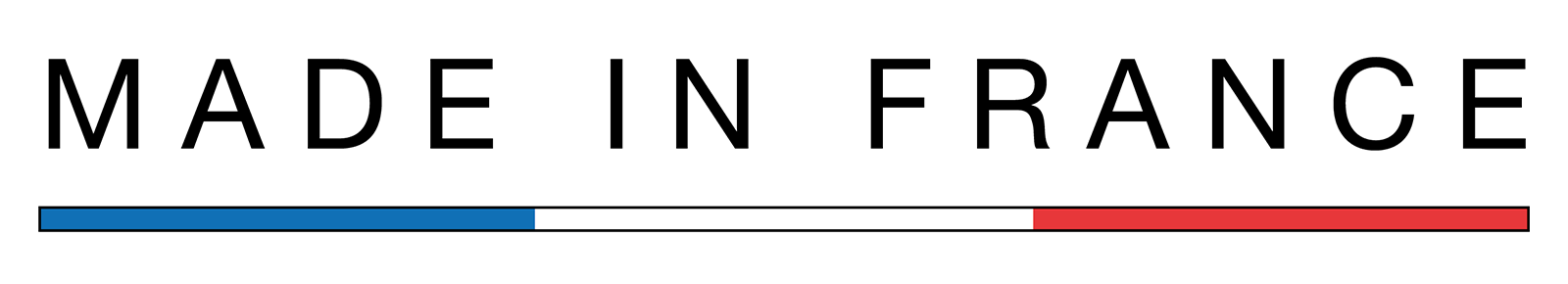Logo: Made in France with a blue, white, and red tricolor stripe
