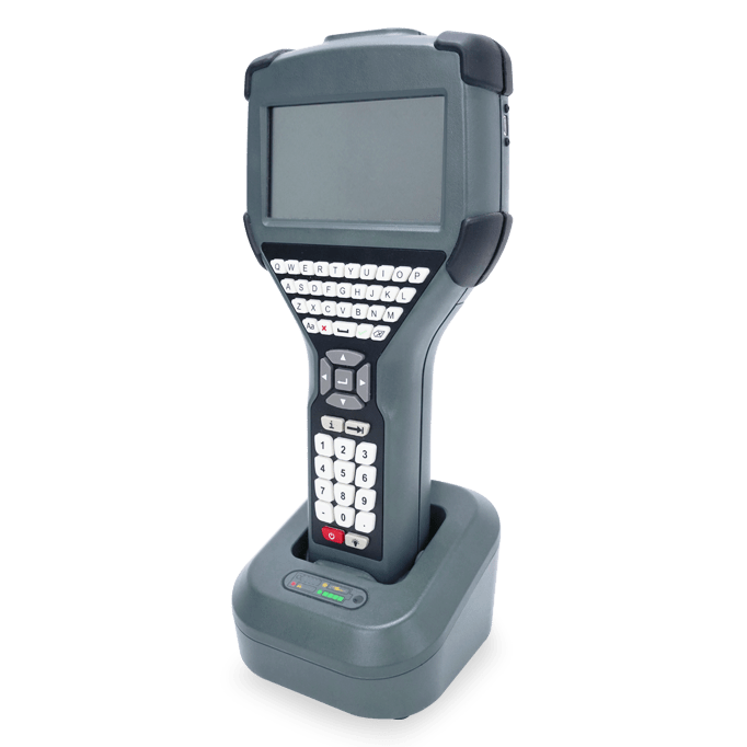 Terminal portátil Pocket HART ATEX con pantalla táctil y base de conexión para la configuración de dispositivos industriales