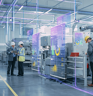 Vernetzte Fabrik mit digitalen Überwachungsschnittstellen zur Optimierung von Industrie- und Energieanlagen