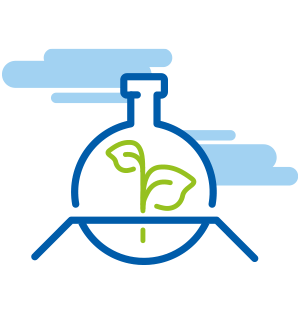 Illustration d’un ballon de biogaz avec feuilles vertes symbolisant la valorisation énergétique renouvelable