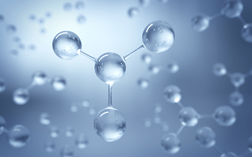 Illustration de mol&eacute;cules en suspension symbolisant les gaz et compos&eacute;s surveill&eacute;s dans les &eacute;missions atmosph&eacute;riques