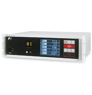 Fuji Electric ZRE-Gasanalysator mit digitalem Display, auf dem mehrere Gasmesswerte gleichzeitig angezeigt werden