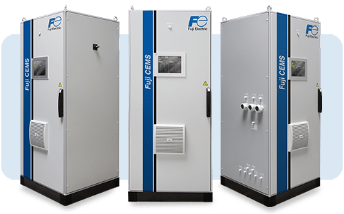 Três configurações de armários CEMS da Fuji Electric para a monitorização contínua das emissões industriais