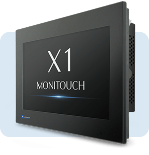 Fuji Electric MONITOUCH X1-Touchscreen zur Überwachung und Steuerung eines industriellen Prozesses