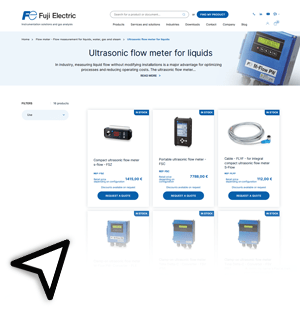 Fuji Electric's line of ultrasonic flow meters for measuring liquid flow in industrial applications