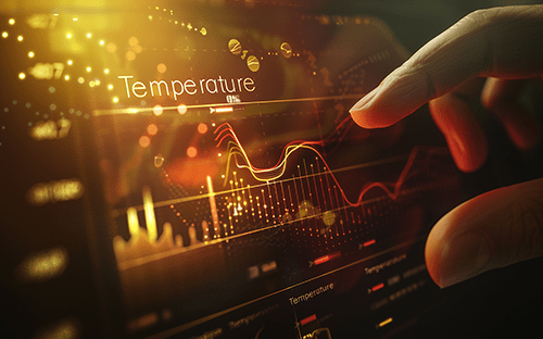 واجهة تعمل باللمس تعرض منحنيات درجة الحرارة التي يتحكم فيها المشغل لمراقبة العملية