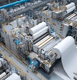Linea industriale per la produzione di carta con grandi bobine e impianti di produzione automatizzati